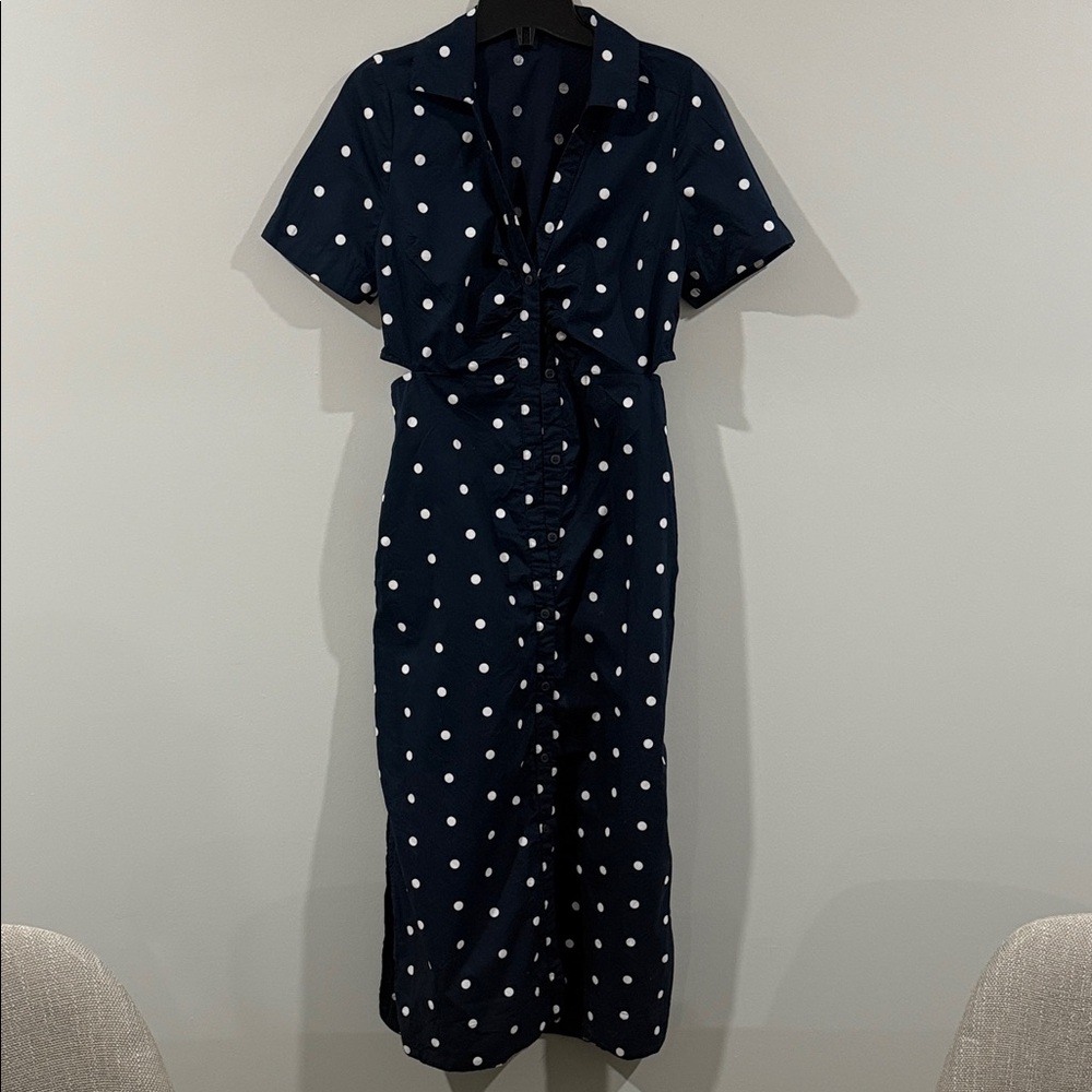 Old Navy Dark Blue Midi Dress with White Dots